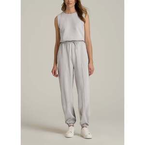 Sleeveless Light Gray Jumpsuit with Drawstring Waist